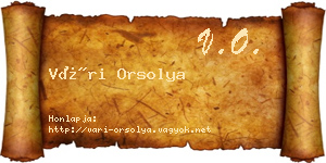 Vári Orsolya névjegykártya